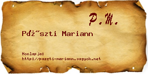 Pászti Mariann névjegykártya