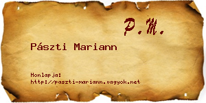 Pászti Mariann névjegykártya
