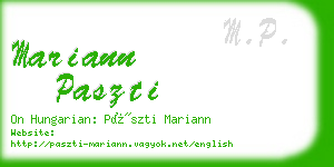mariann paszti business card